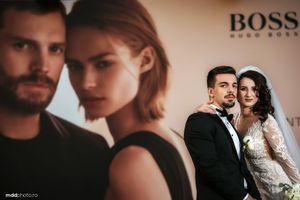 Fashion advertisement and wedding photo composite with dramatic lighting.