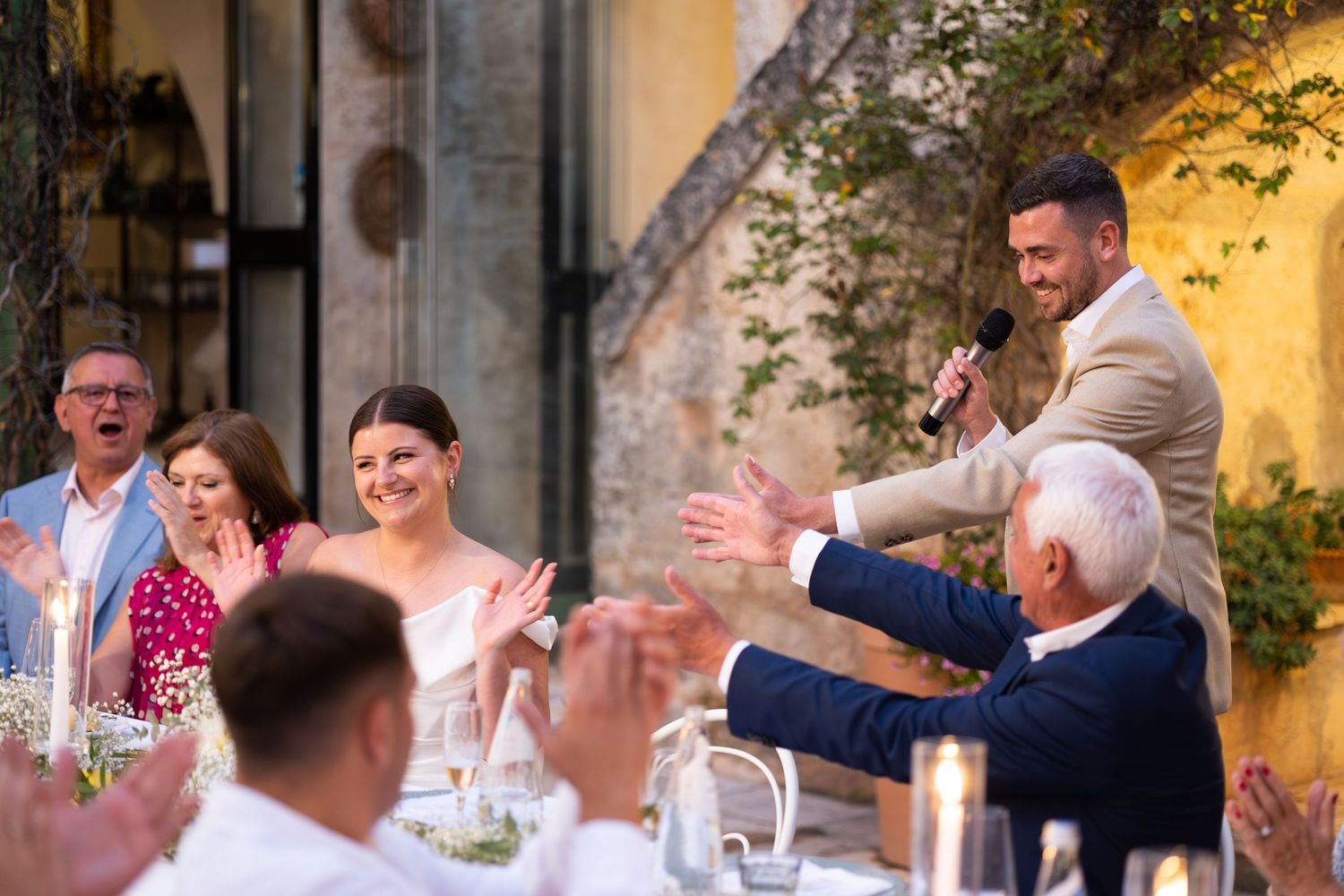 Groom doing a speech and introducing his new wife
