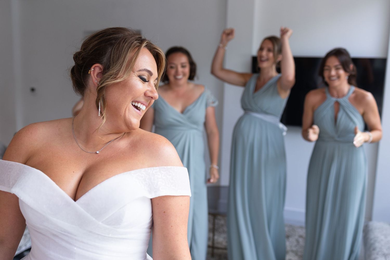 Bride with bridesmaids