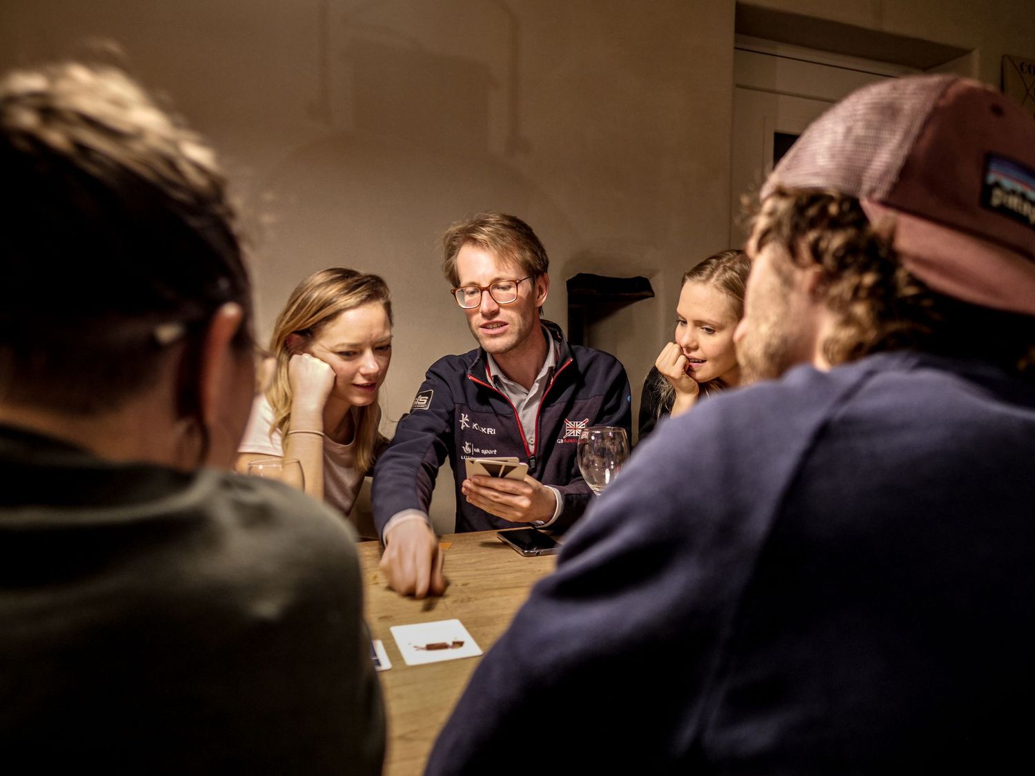 Start-up employees debate during games night.