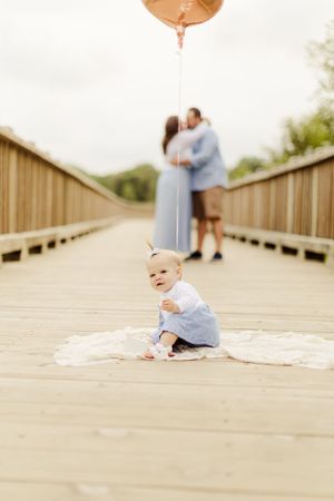 first birthday, balloon photo, buffalo creek forest preserve