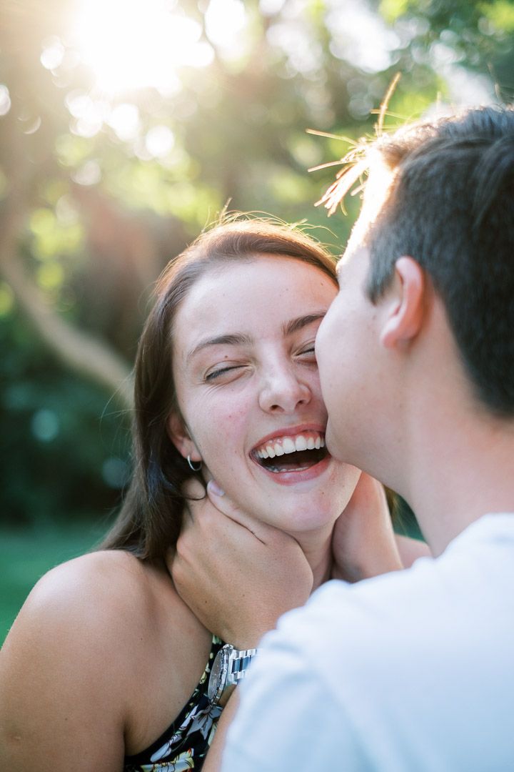 Boyfriend kisses girlfriend on Valentine's Day