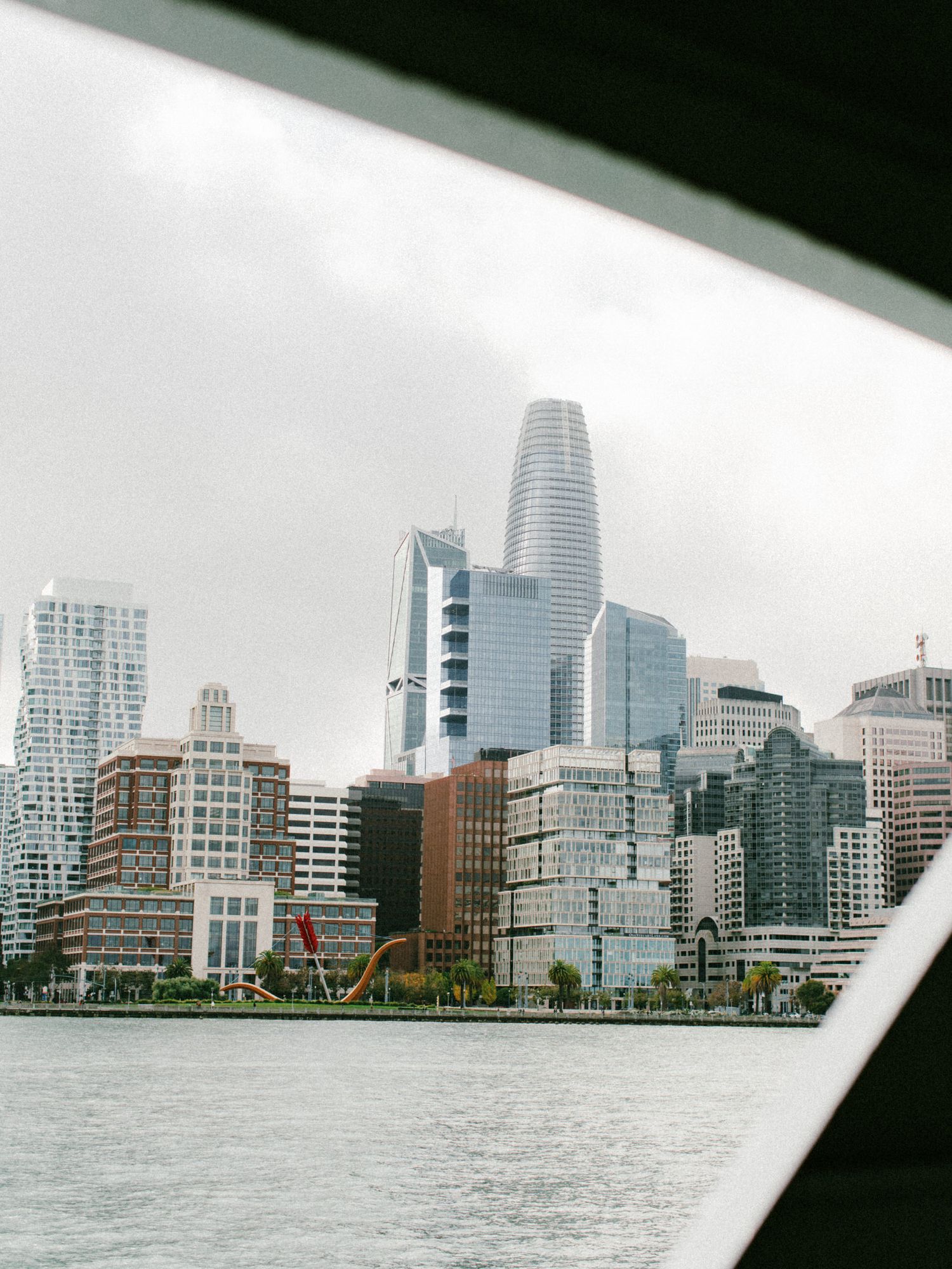 San Francisco skyline with Salesforce Tower and modern buildings viewed across the bay.