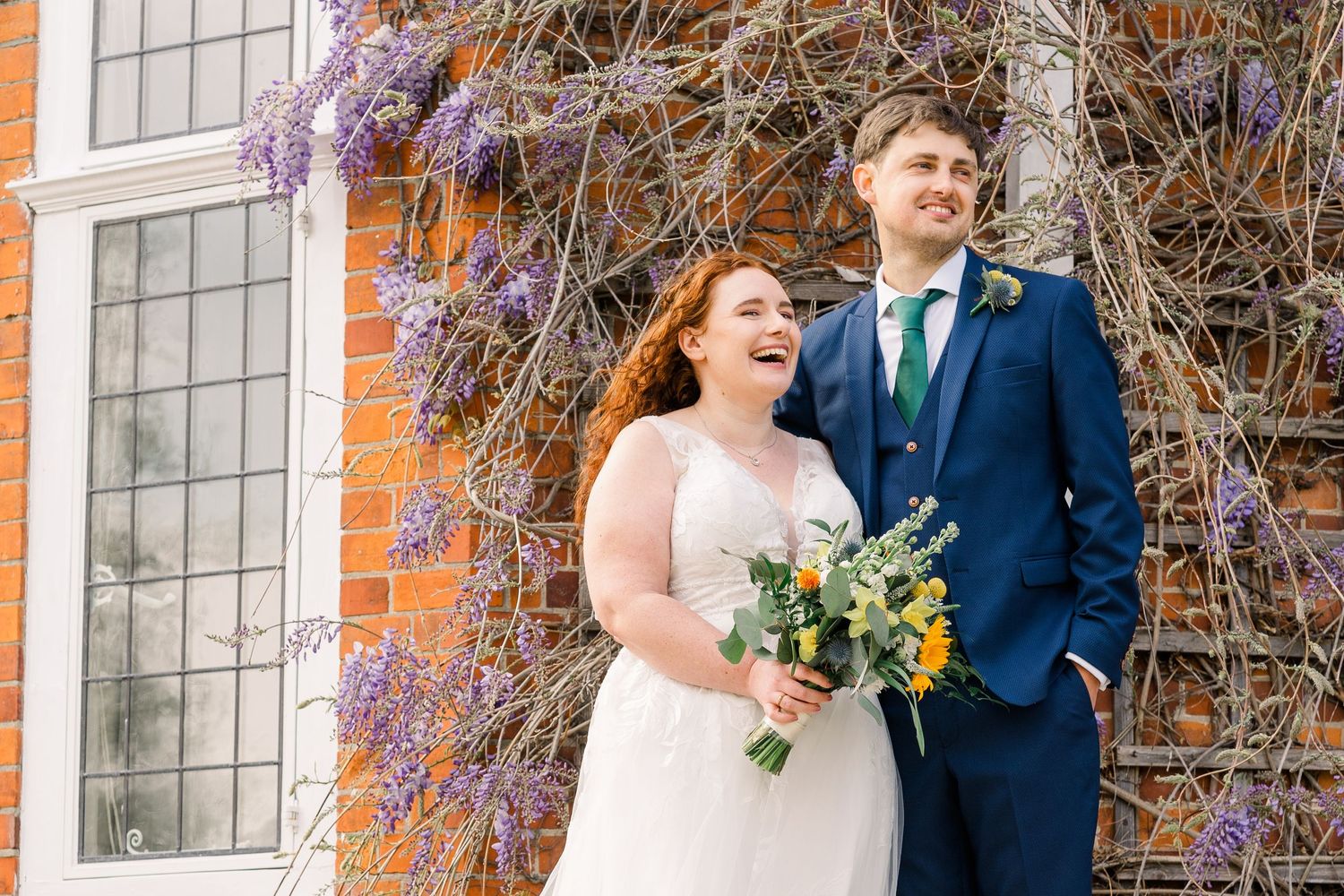 spring wedding wisteria daffodil bouquet