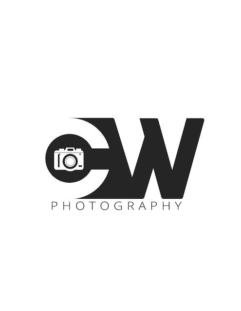 Black and white photography logo designs featuring camera icons and minimalist typography.