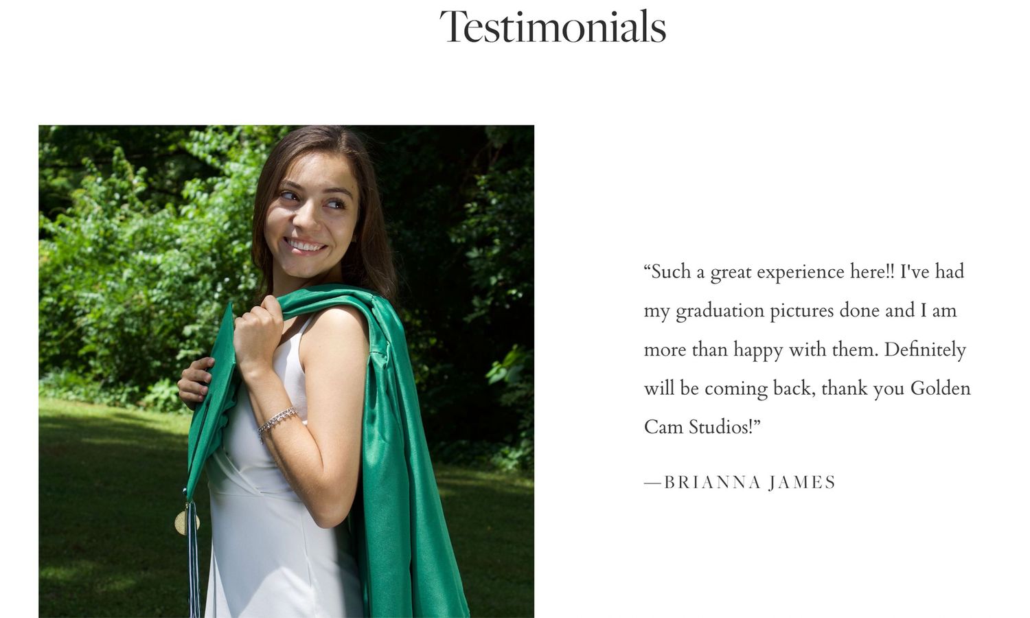 testimonial best Senior High School photographer Golden Cam Studios, LLC. Ashbrook high school