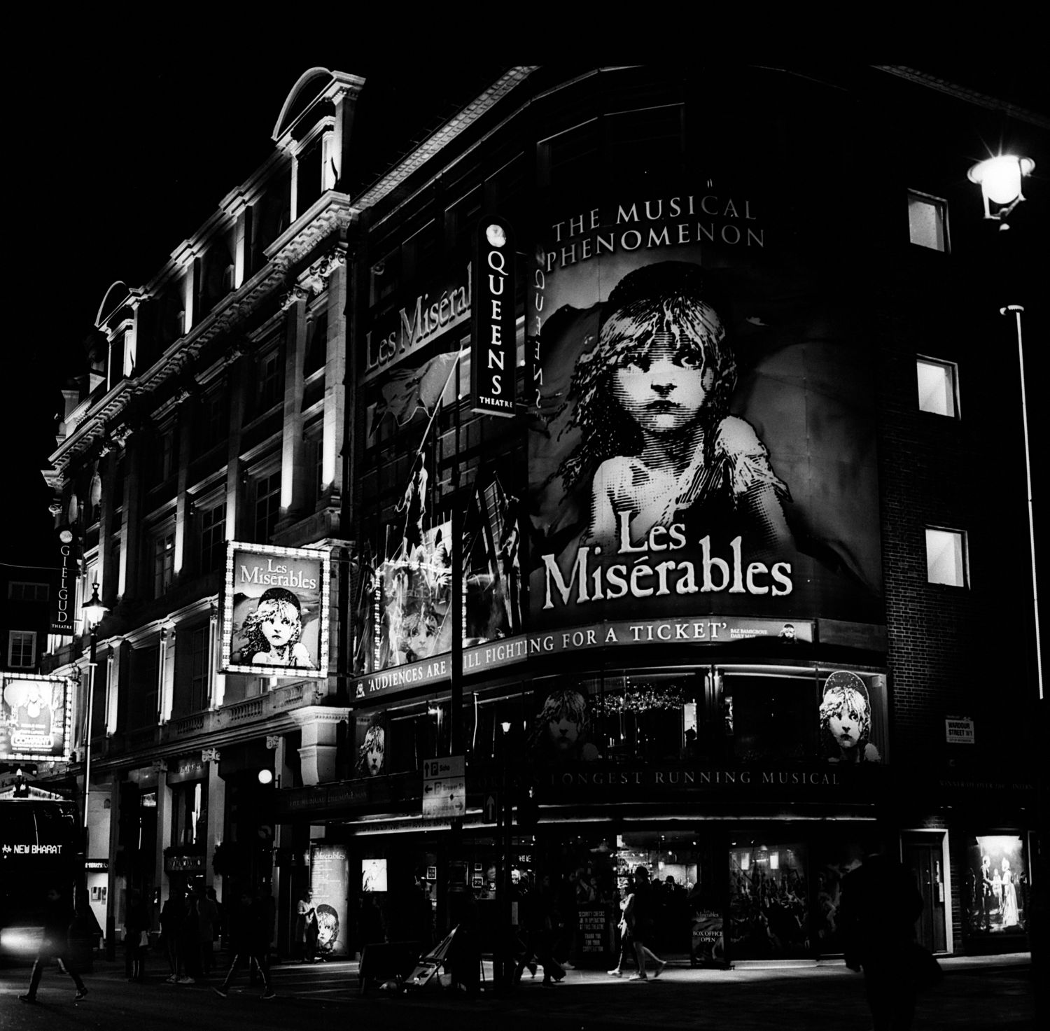 Covent Garden Les Miserables Theatre Central London Photographed in Black and White