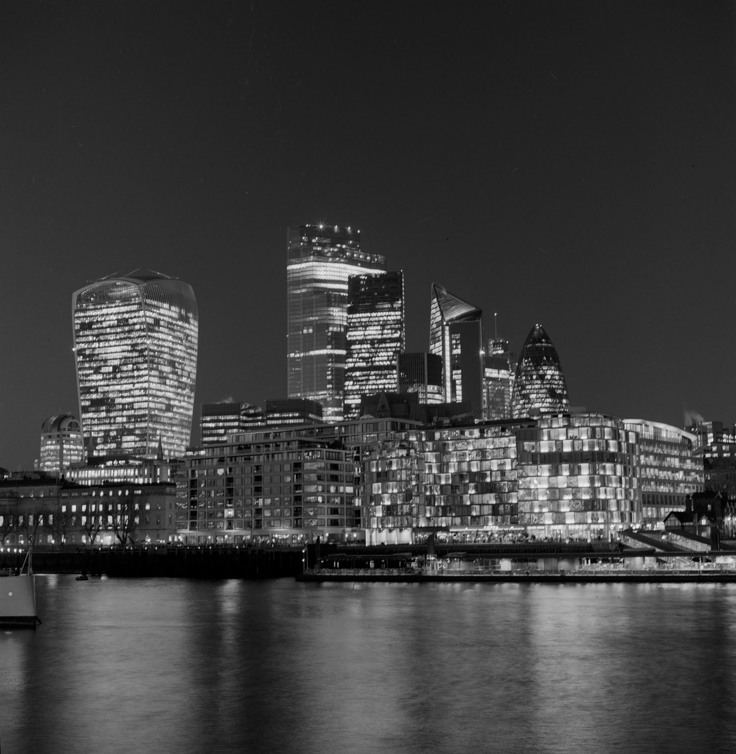 Central London Cityscape Photograph in Black and White