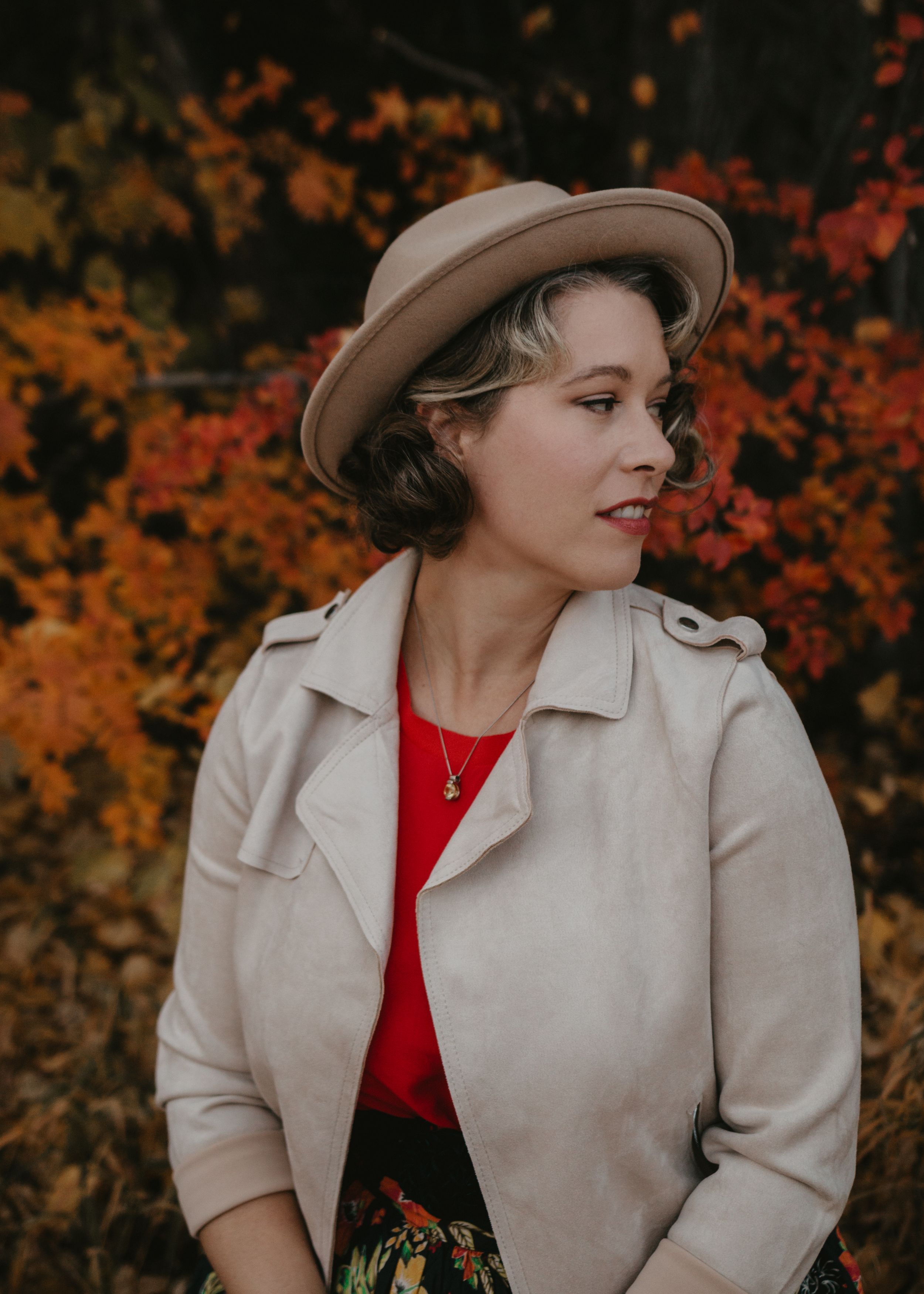 Sitting Portrait with fall leaves