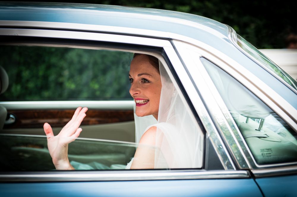 Bride in car, photo taken by Tony Cullinane, a Belfast based photographer