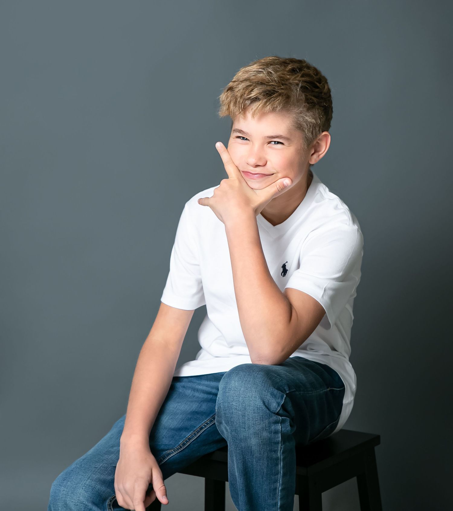 Fine art kids portrait in a professional studio setting — timeless children's photography by Bradenton-Sarasota photographer