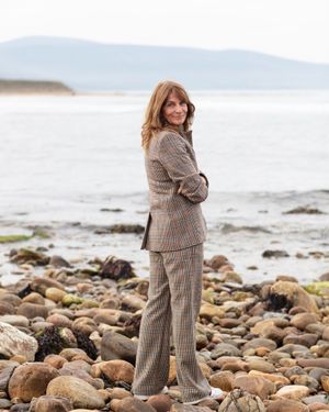 Victoria Stapleton, owner of Brora clothing company photographed by Susie Lowe on Brora Beach