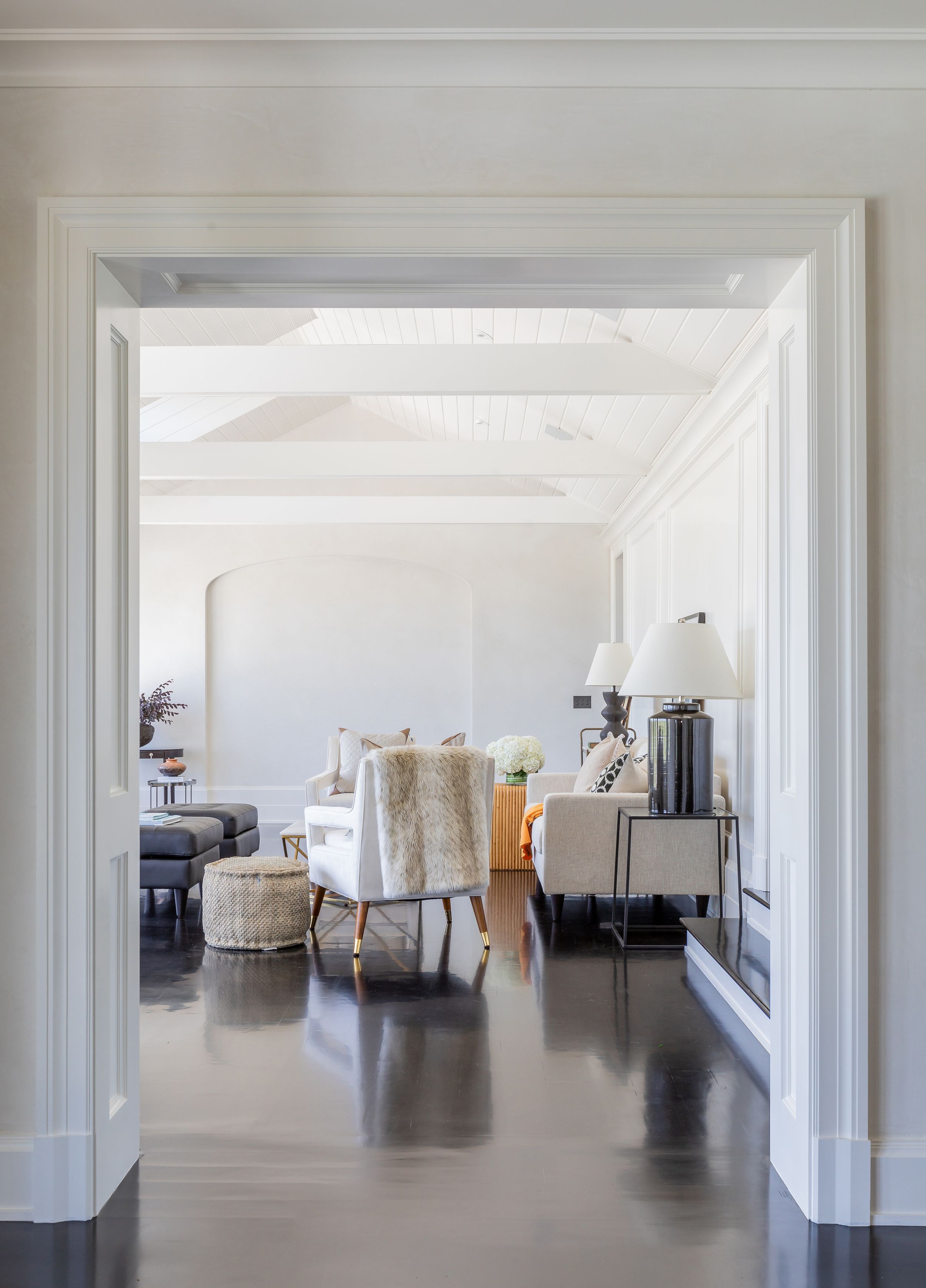 Custom built living room with custom moldings