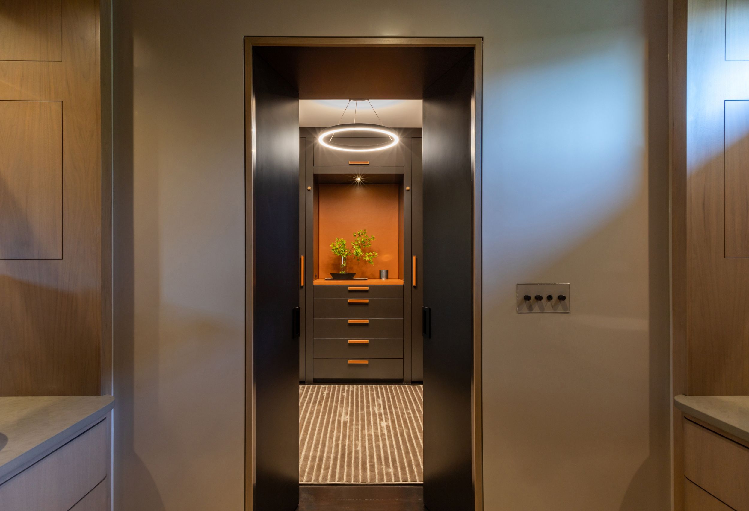 Luxury men's closet in Ponte Vedra Beach by Orangerie Home