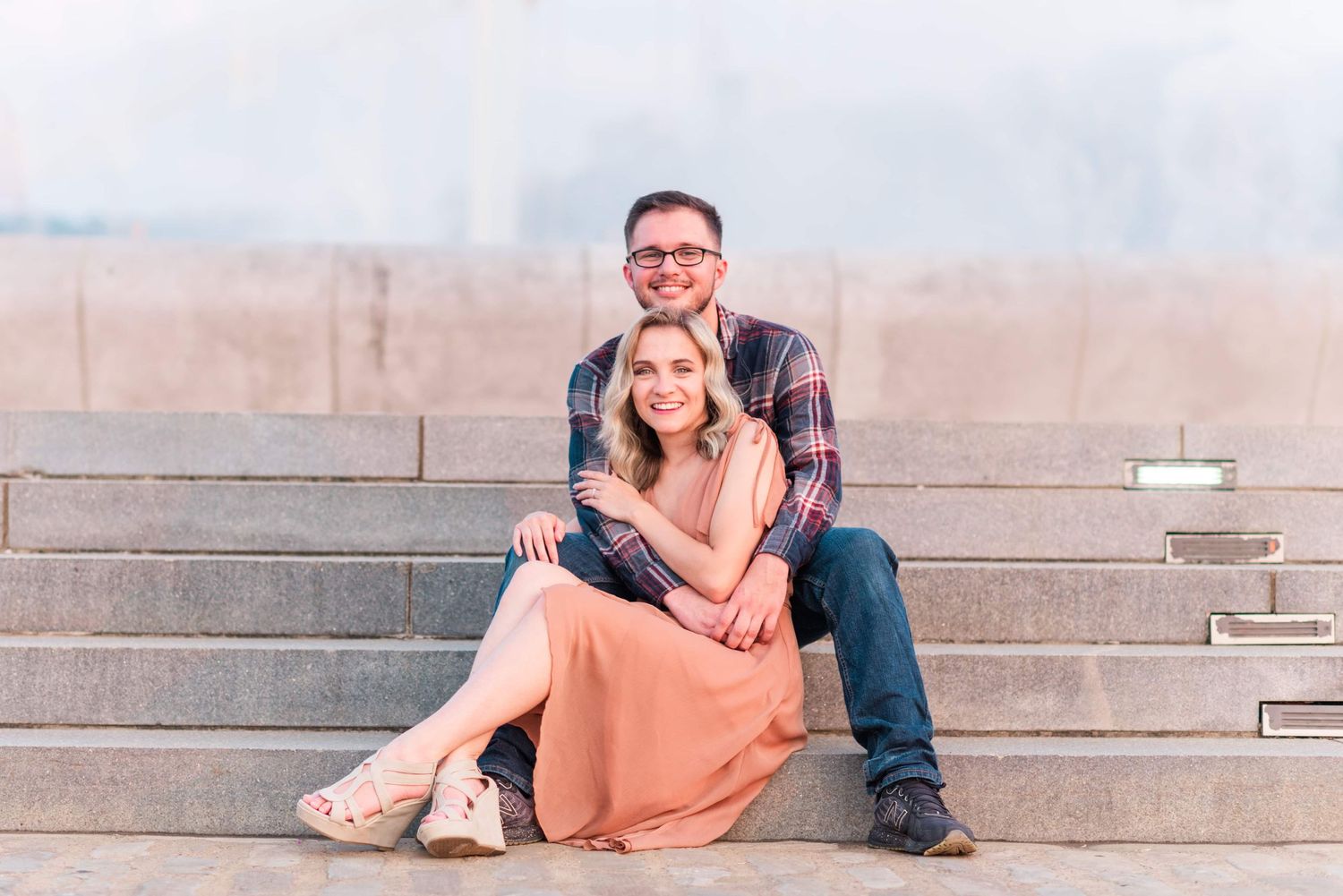 Point State Park Pittsburgh engagement sunset photos