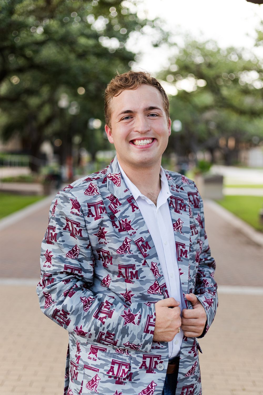 Texas A&M University Academic Plaza Military Walk Guy Senior Portraits