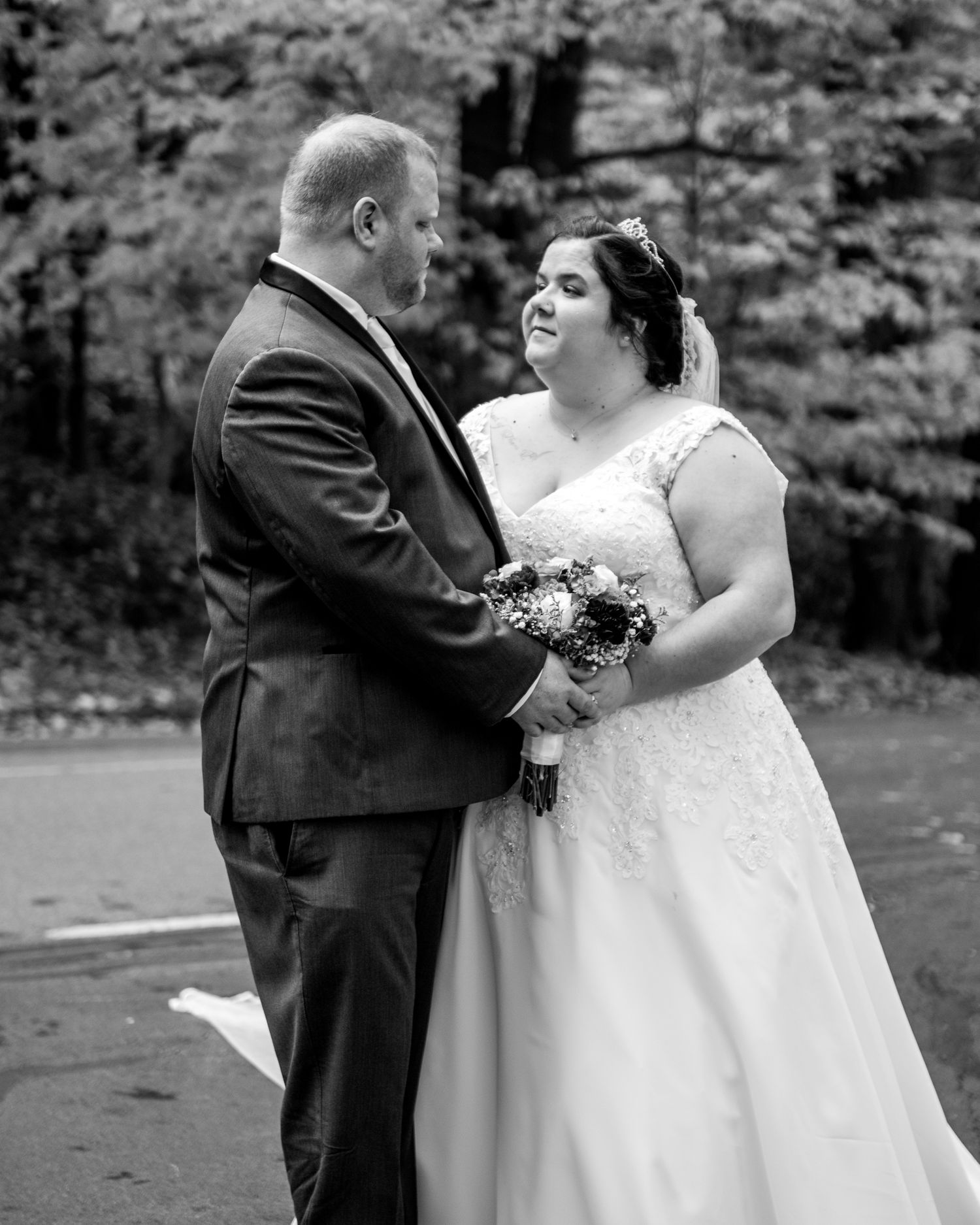 Black and White Bride and Groom Photo