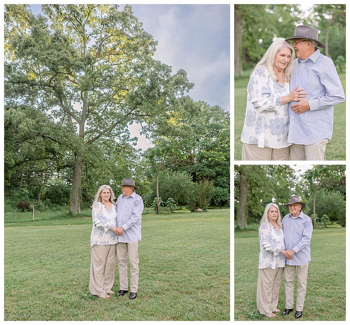older couple embracing, green grass, sunset, chattanooga family photographer, baby photos,
