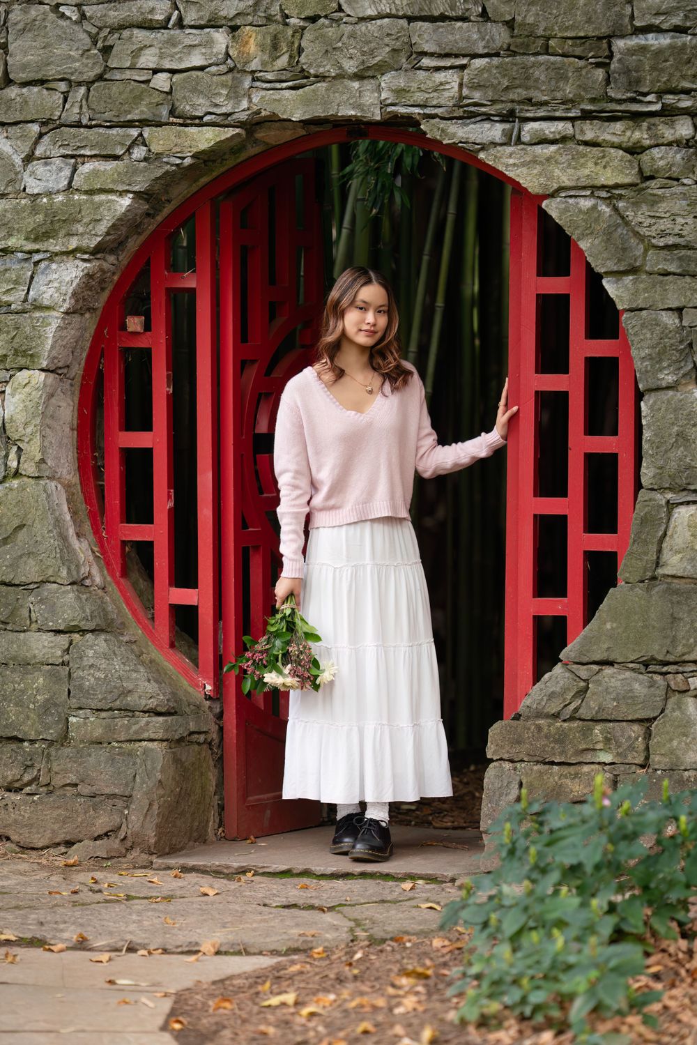 senior in beautiful outdoor garden