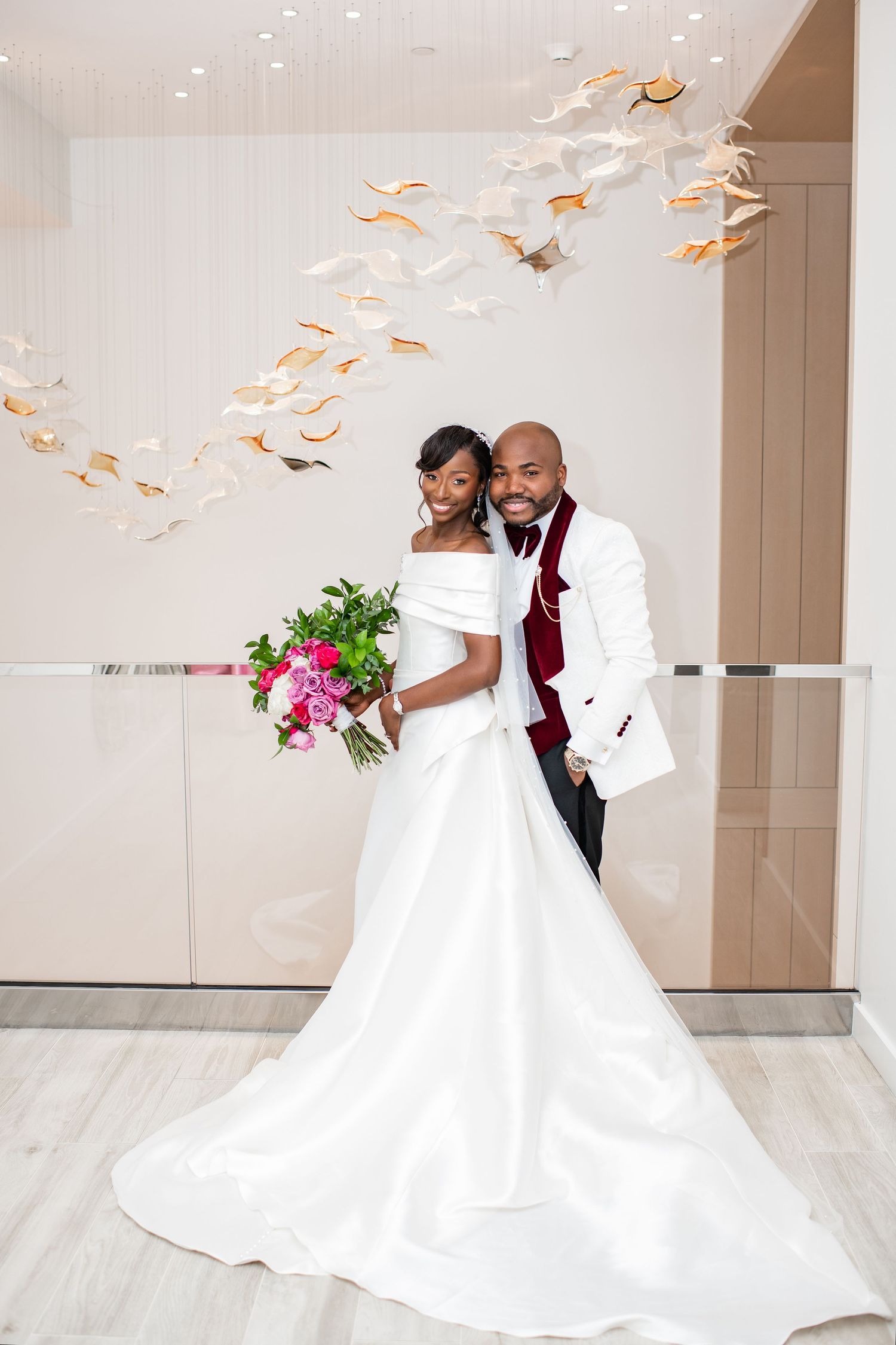 Bride and groom wedding portraits at The Beeman Hotel, Dallas, Texas.