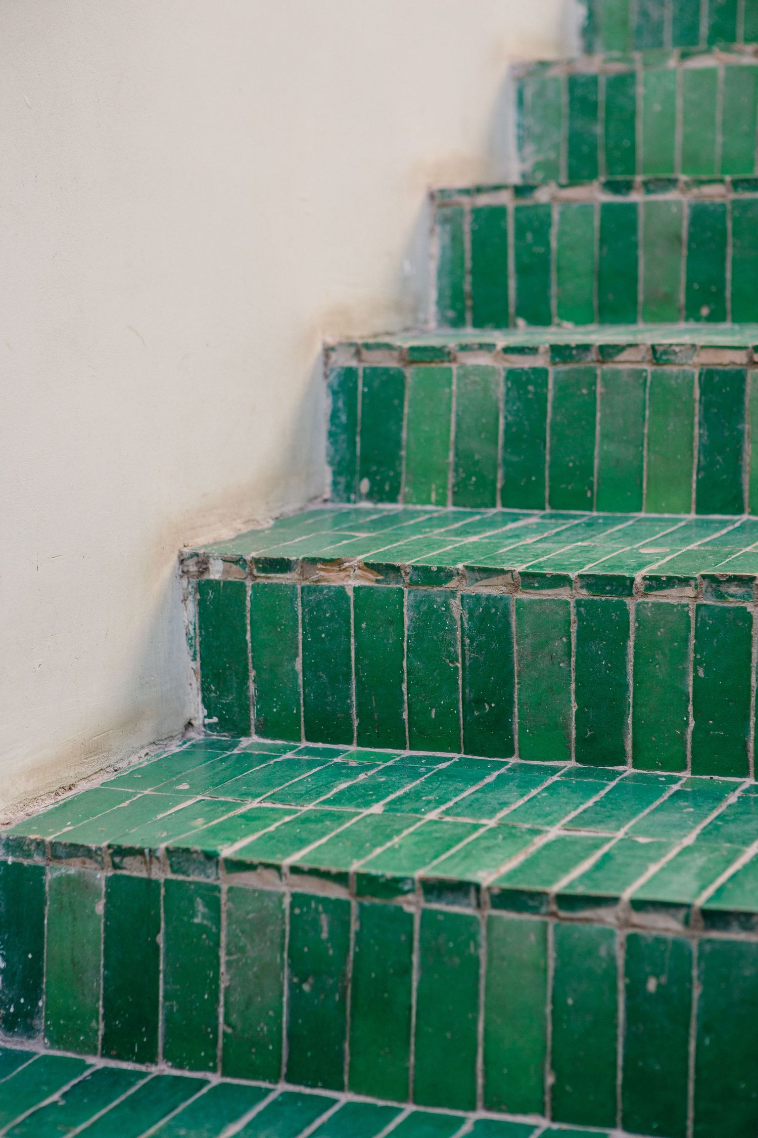 Green steps at Le Jardin restaurant in the medina of Marrakech.