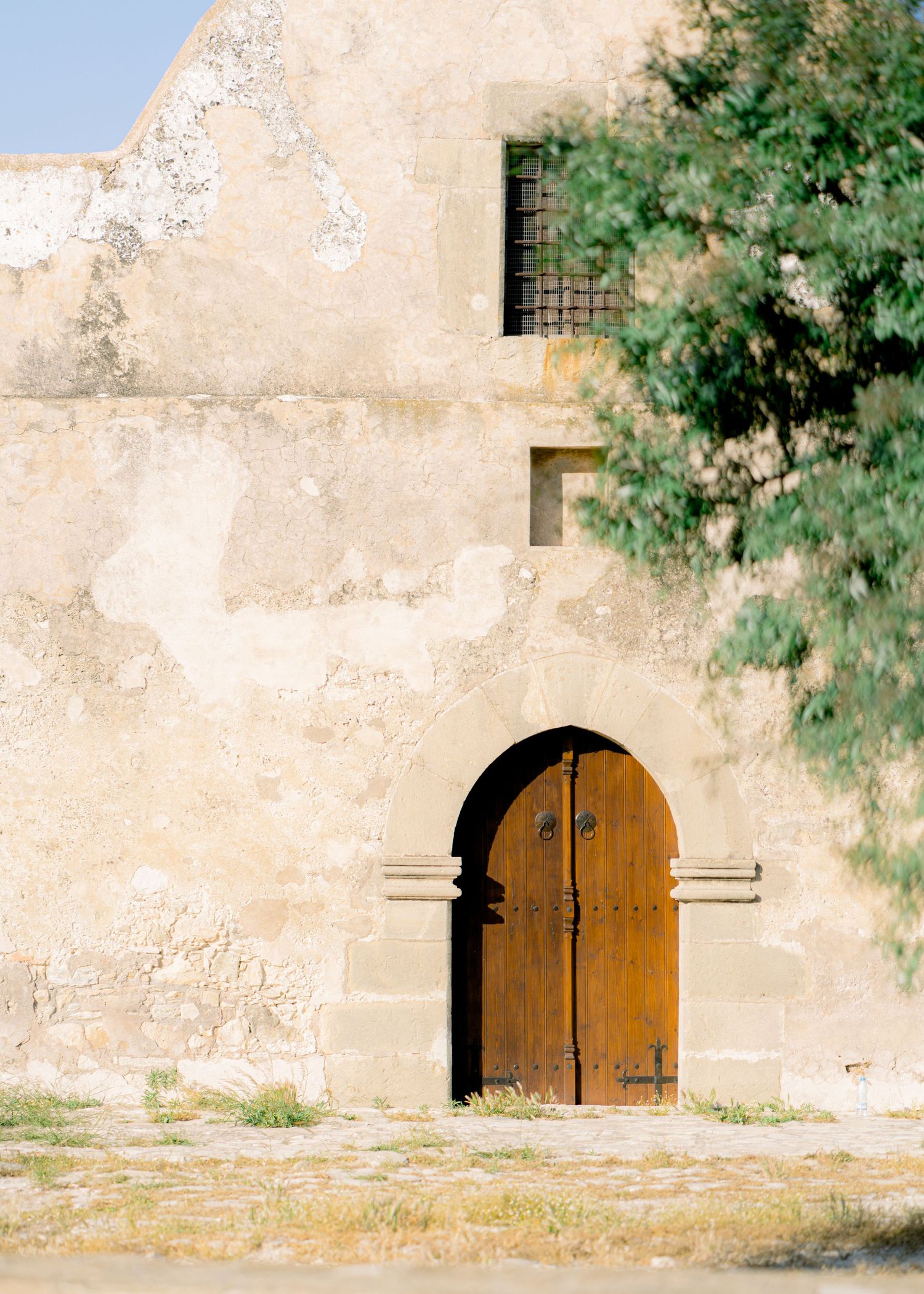 An old Church in Cyprus with a nice brown door