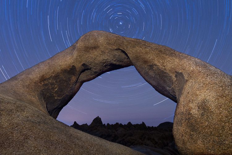 Star Trails over Mobius Arch, California