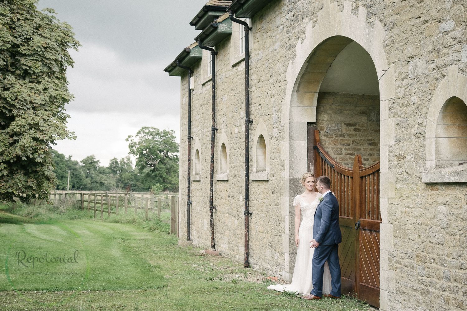 Wedding editorial portrait of bride and groom
