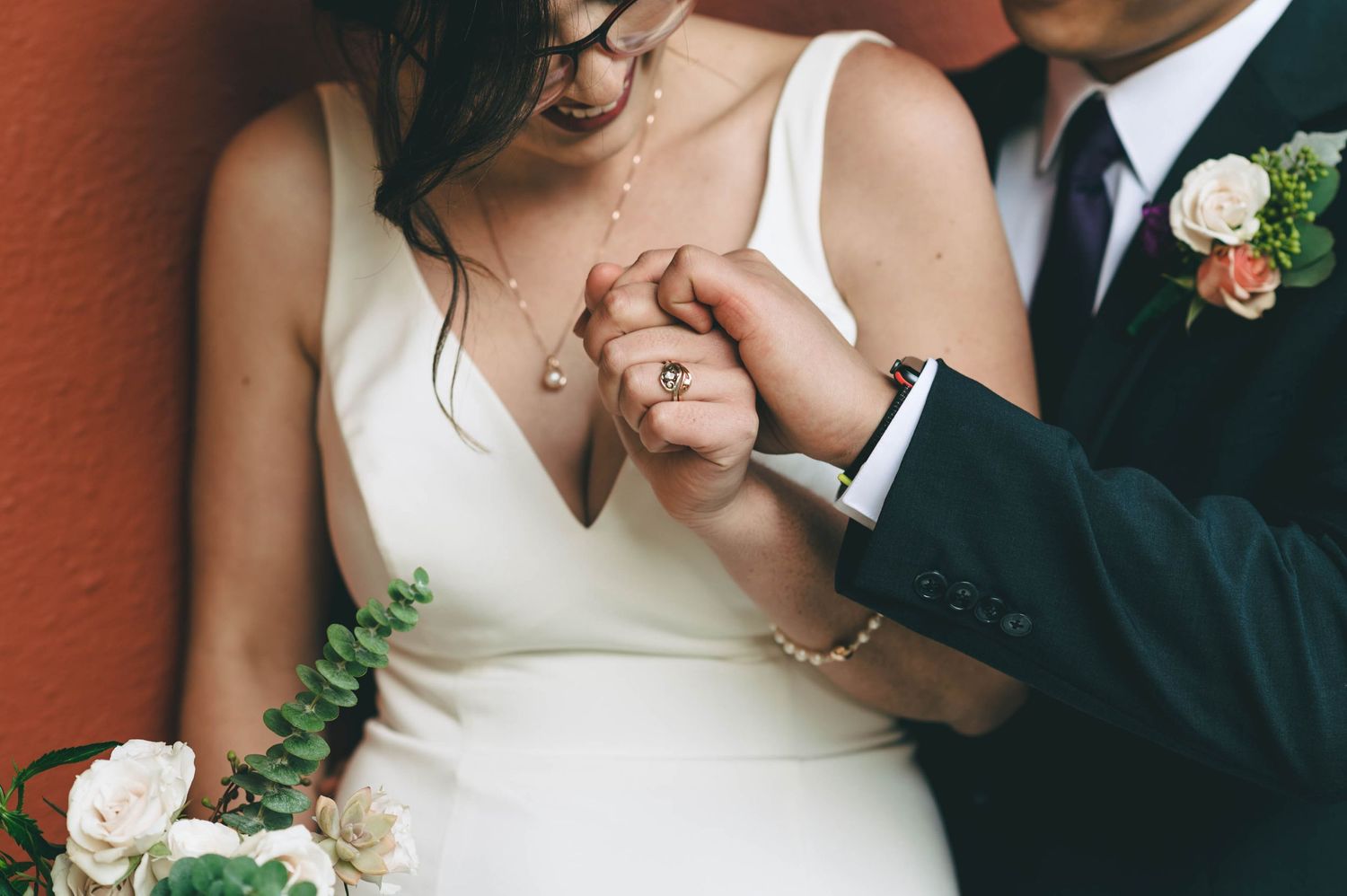 detail of bride's beautiful custom ring.