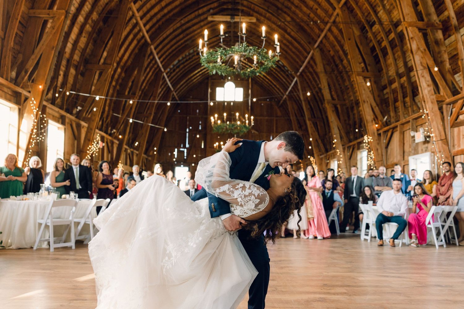 Wedding First Dance Photography of Bride and Groom at Sugarland Barn in Arena Wisconsin