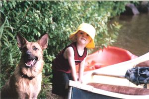 Intervale Once in a Blue Moon (Luna) boating with pal Asher