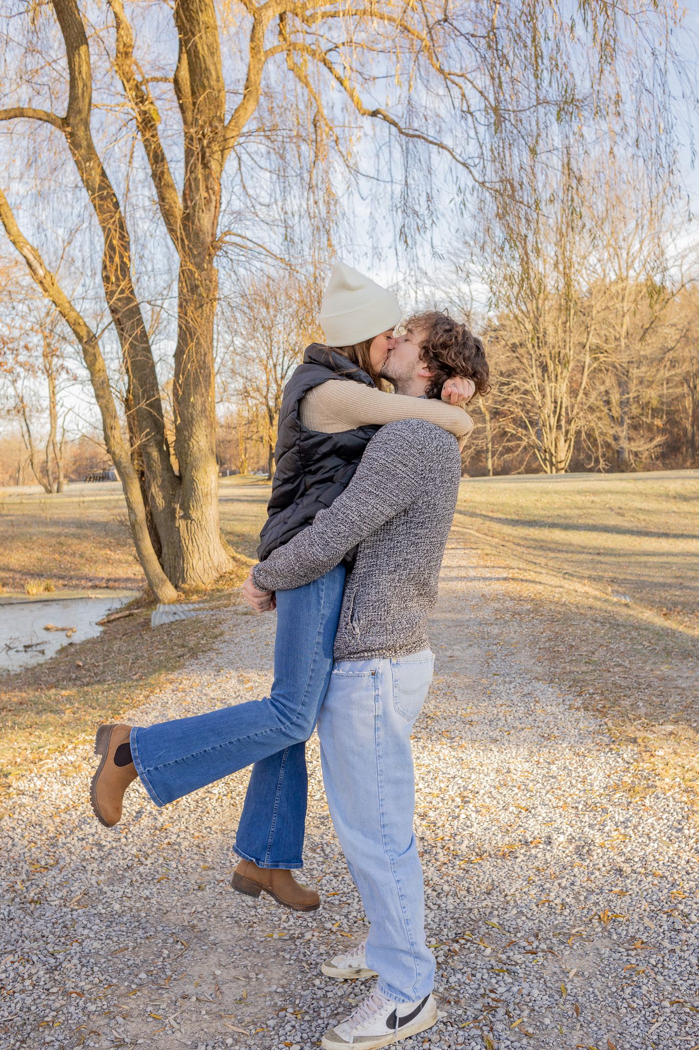 Addison oaks trail couple kissing
