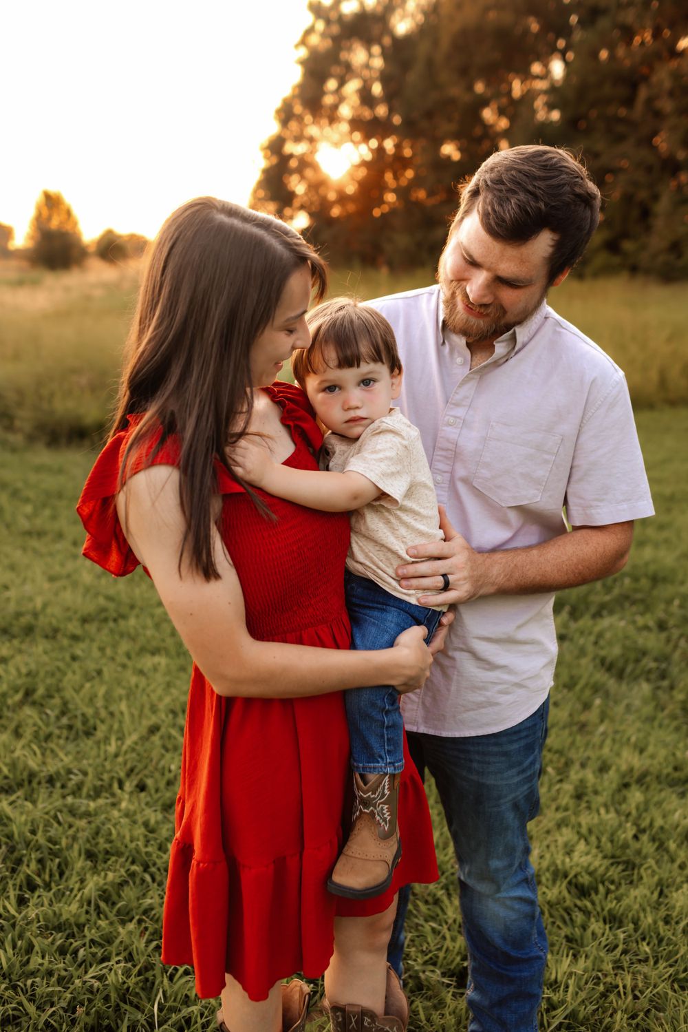 Outdoor family photography session in Lincolnton NC with candid smiles