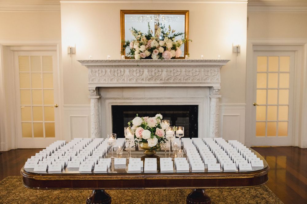 Elegant wedding escort card table OceanCliff Hotel in Newport, Rhode Island.