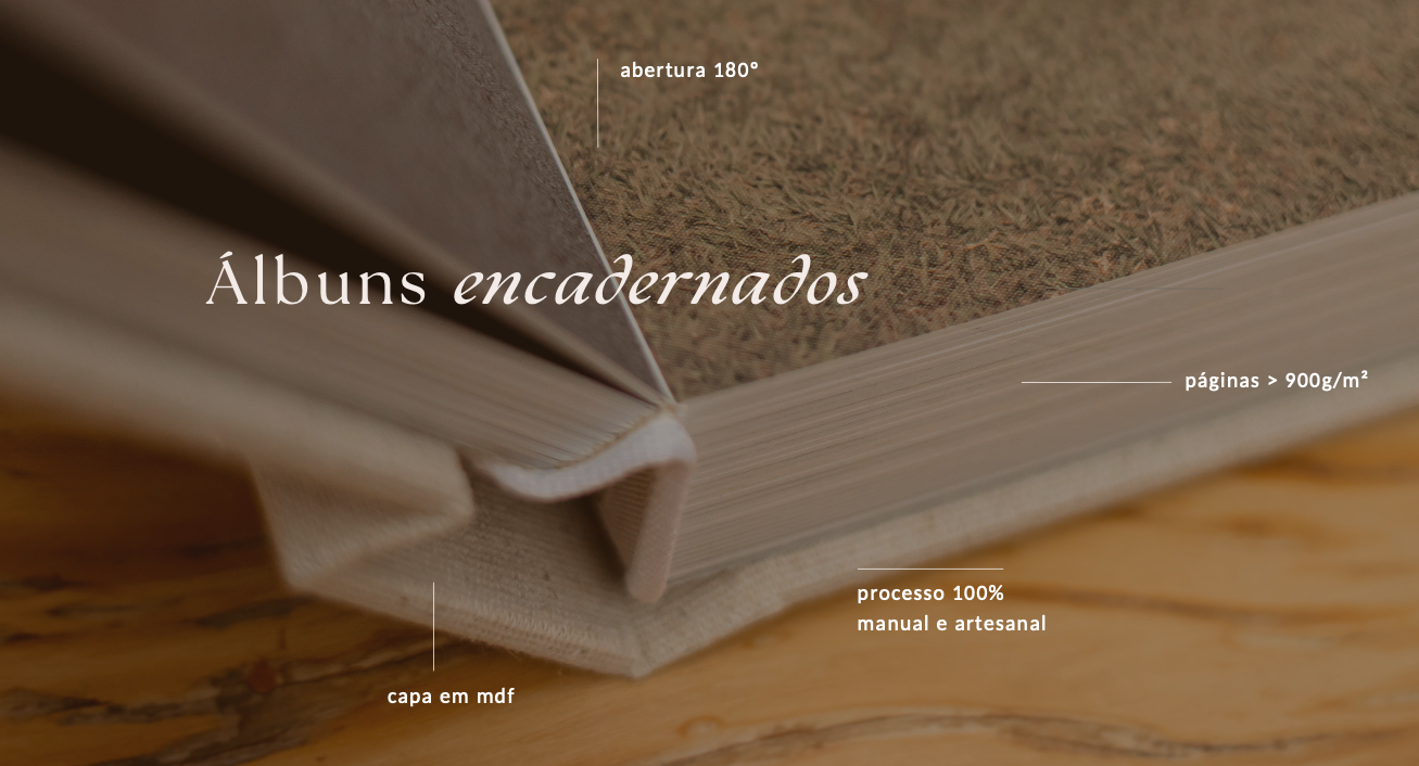Handcrafted bound photo album with MDF cover and 900g pages, showcasing artisanal bookbinding quality.