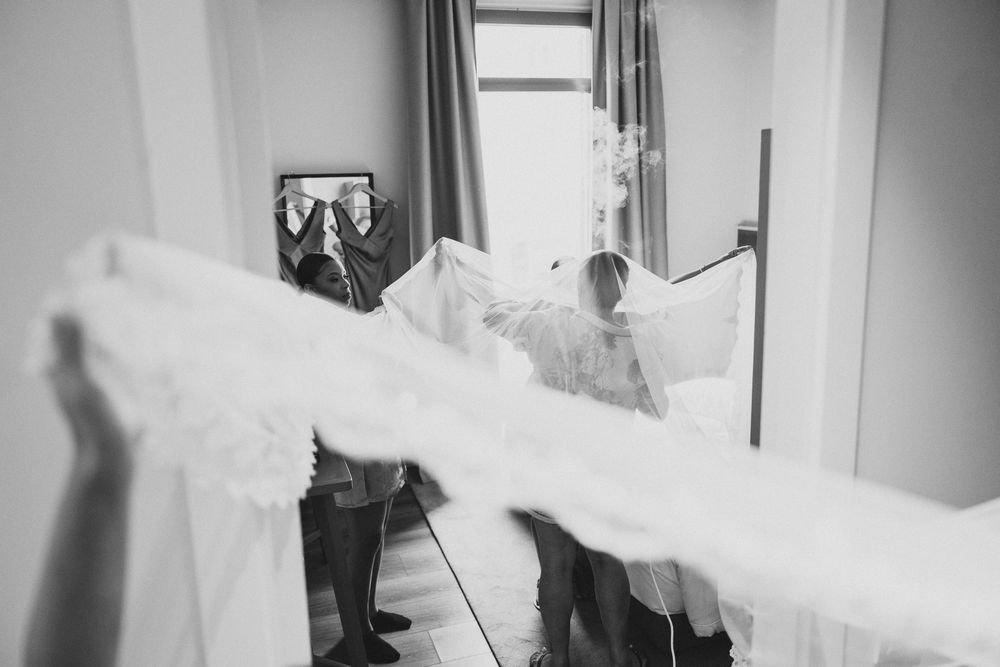 Bride getting ready at Can Ribas wedding venue near Barcelona.