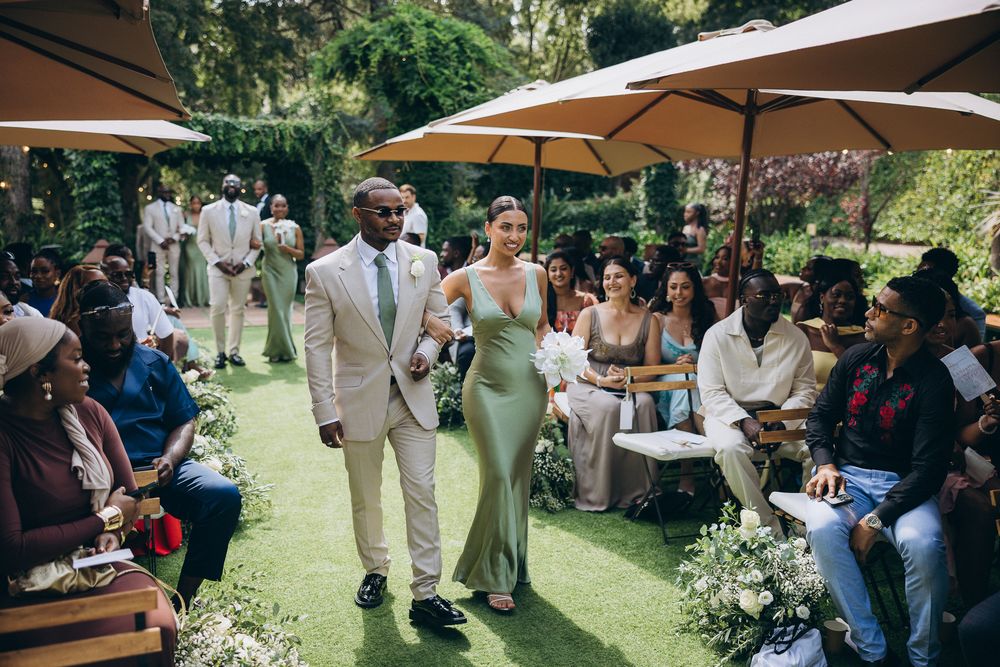 Outdoor wedding ceremony at Can Ribas near Barcelona.