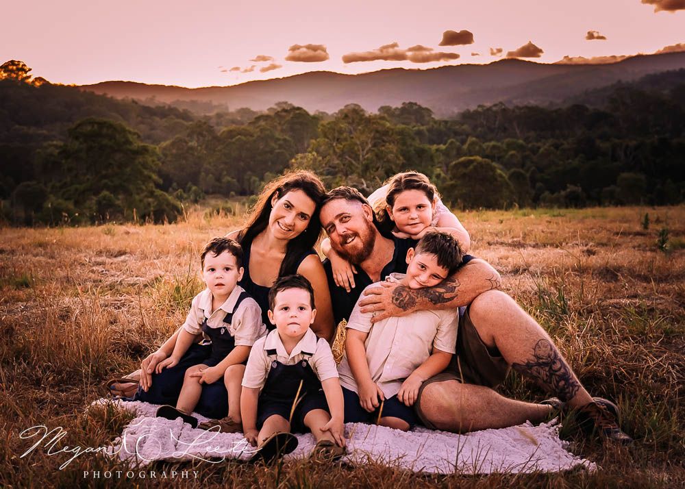 Lifestyle Family Photography Megan Leete Sunset Field Grass Green Trees Northern Gold Coast Ormeau