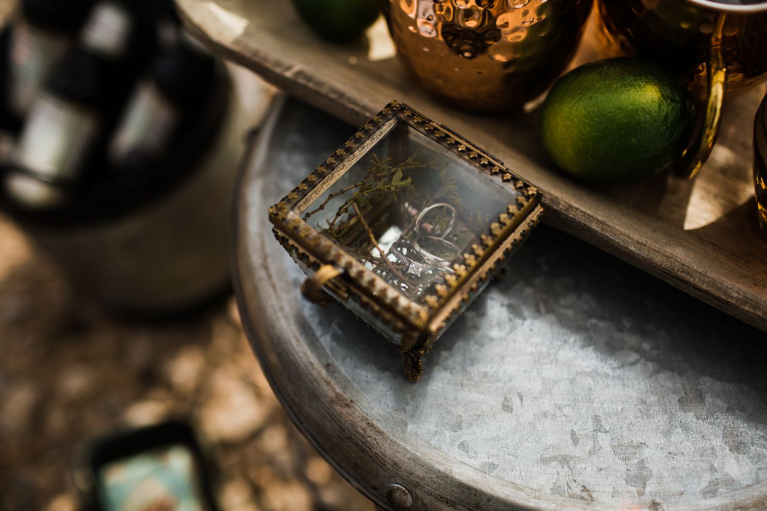 ornate ring box holding wedding rings