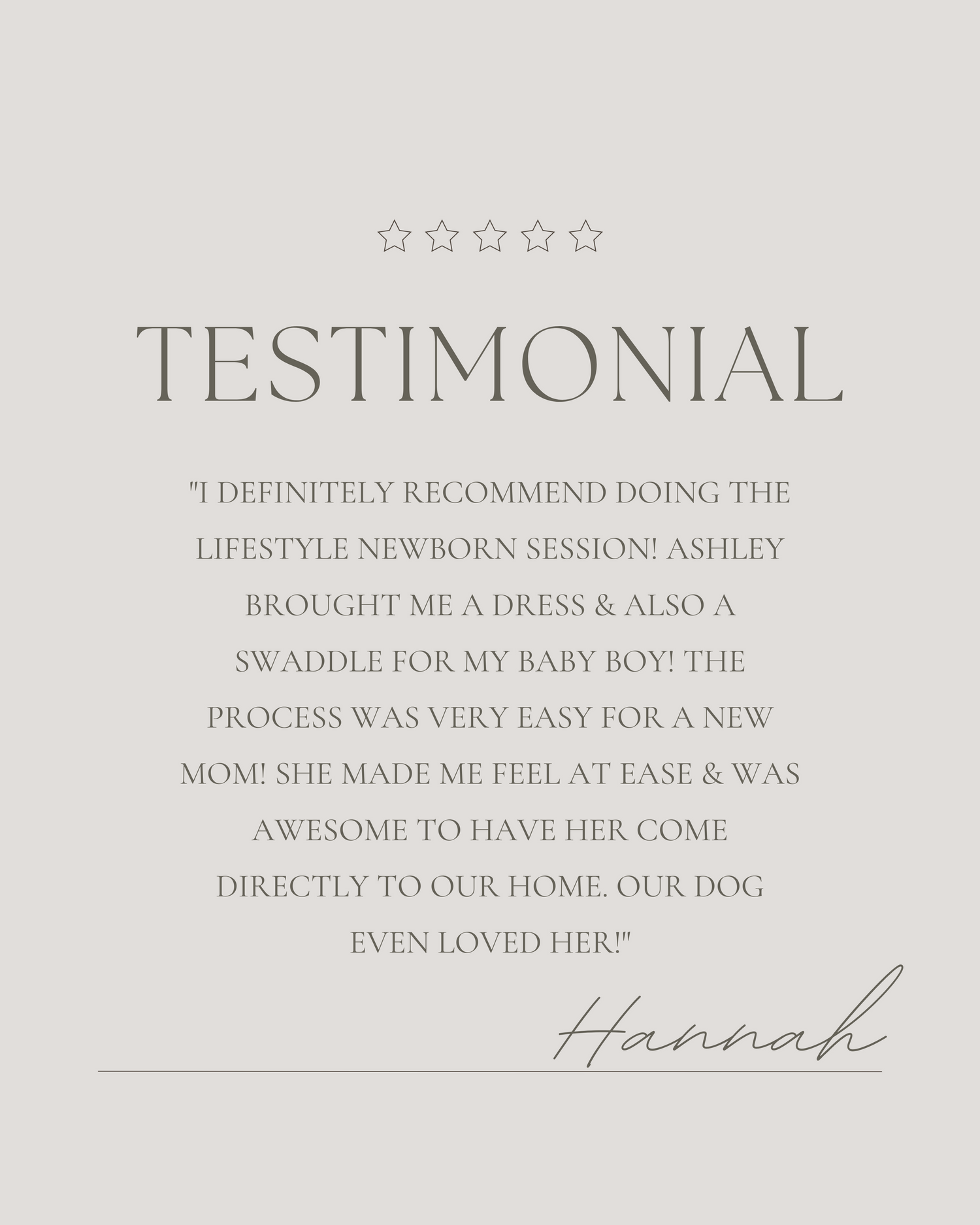 client testimonial for ashley line photography