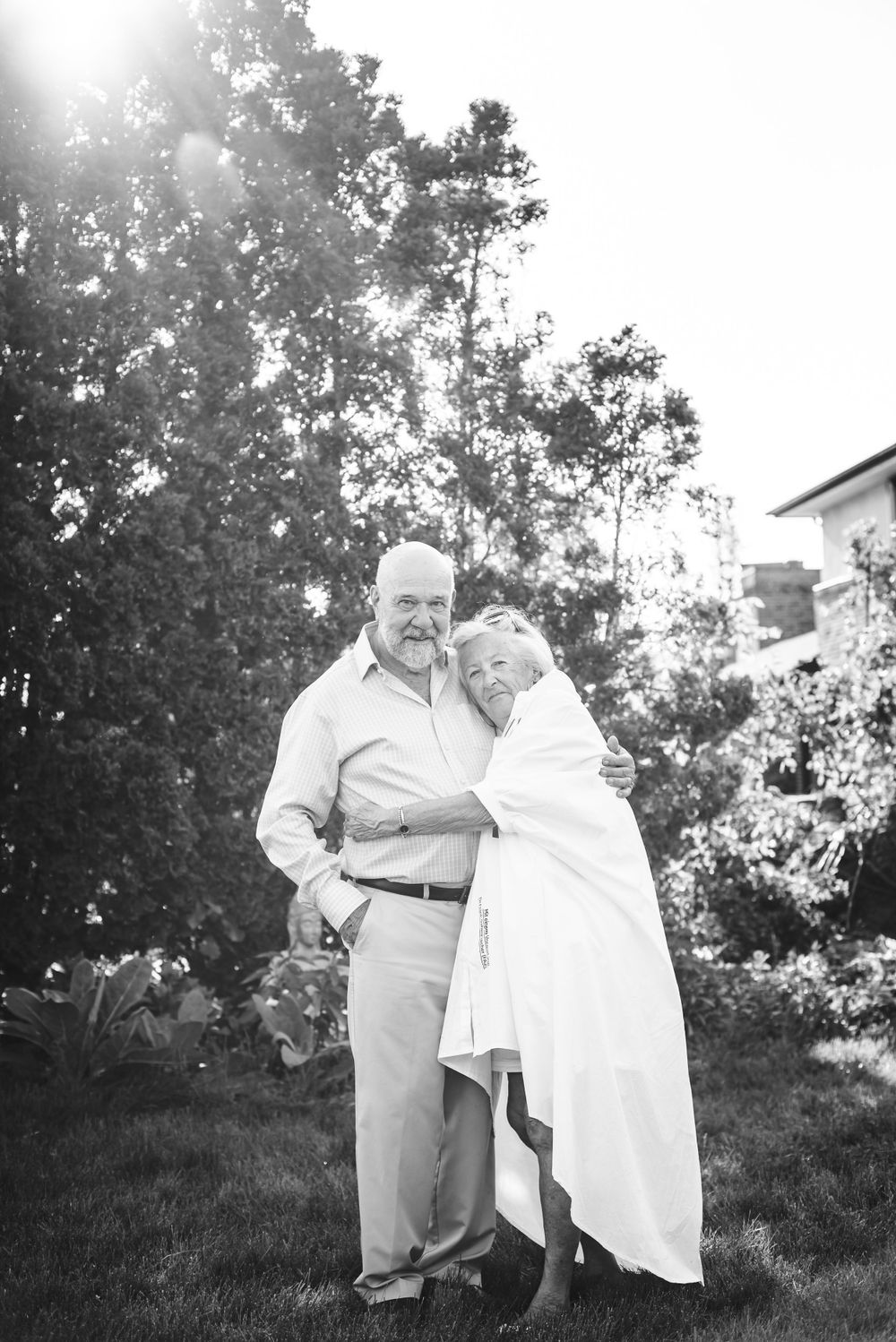 BW image of a man and his wife on their 50th wedding anniversary.