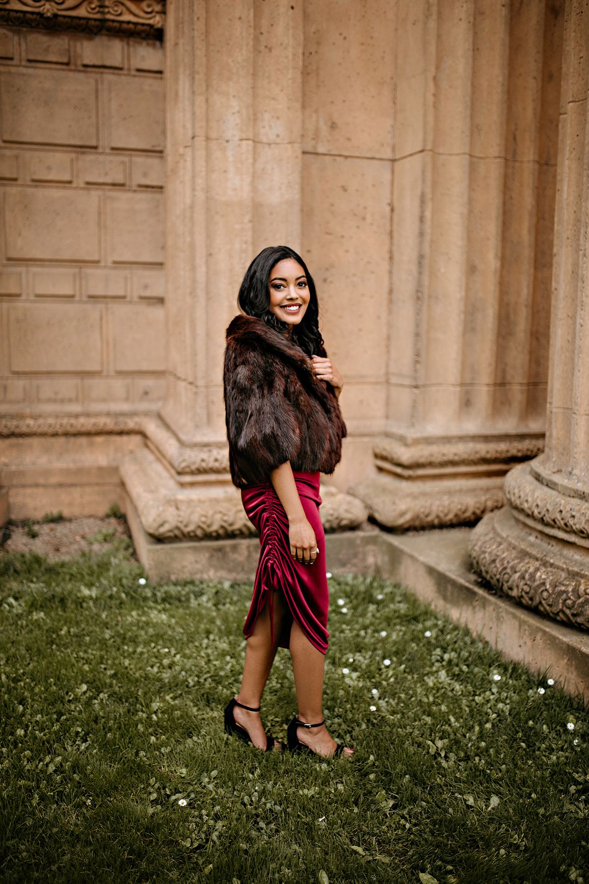 Satin Red dress outfit