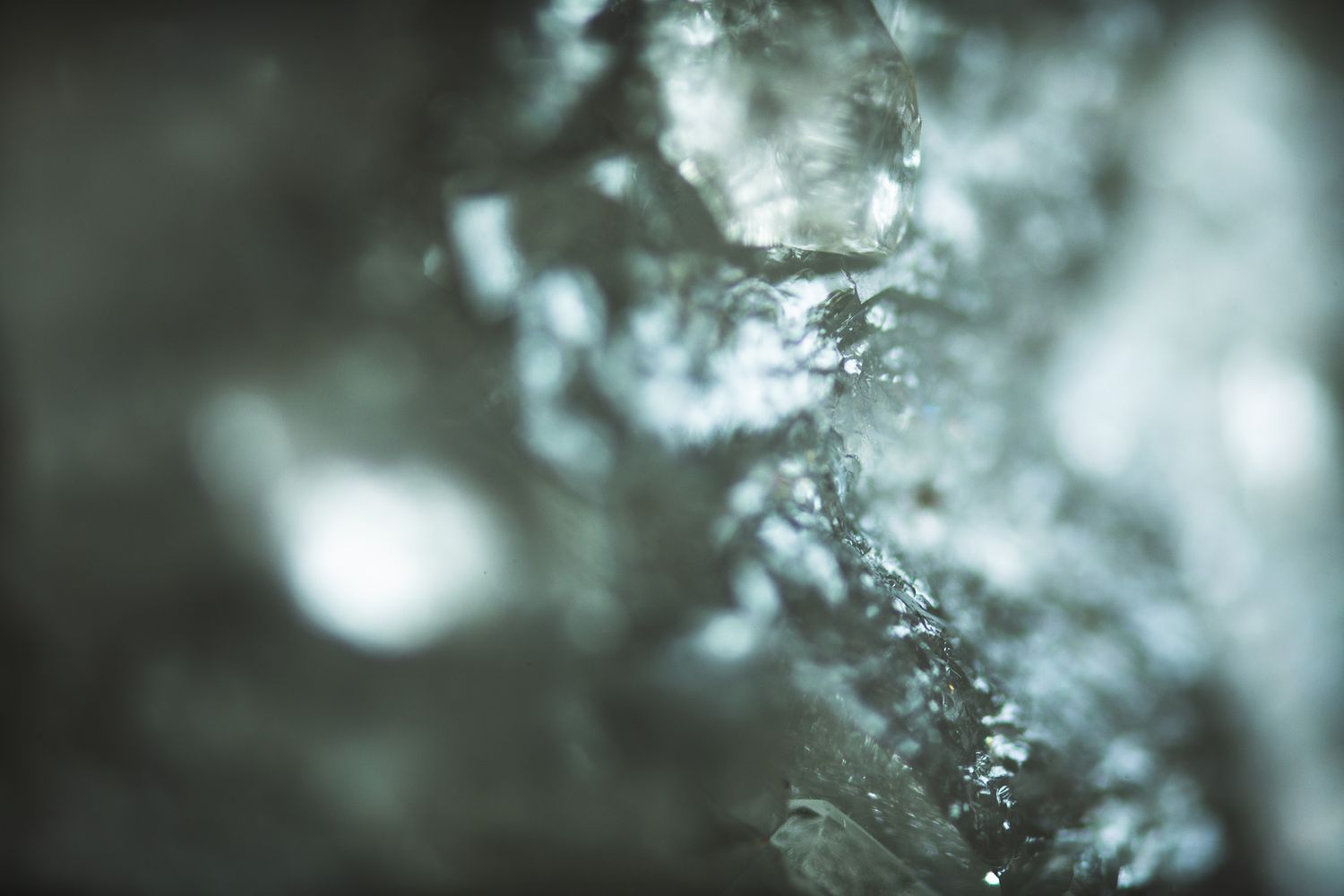 Abstract macro photograph of ice crystals with bokeh effect.