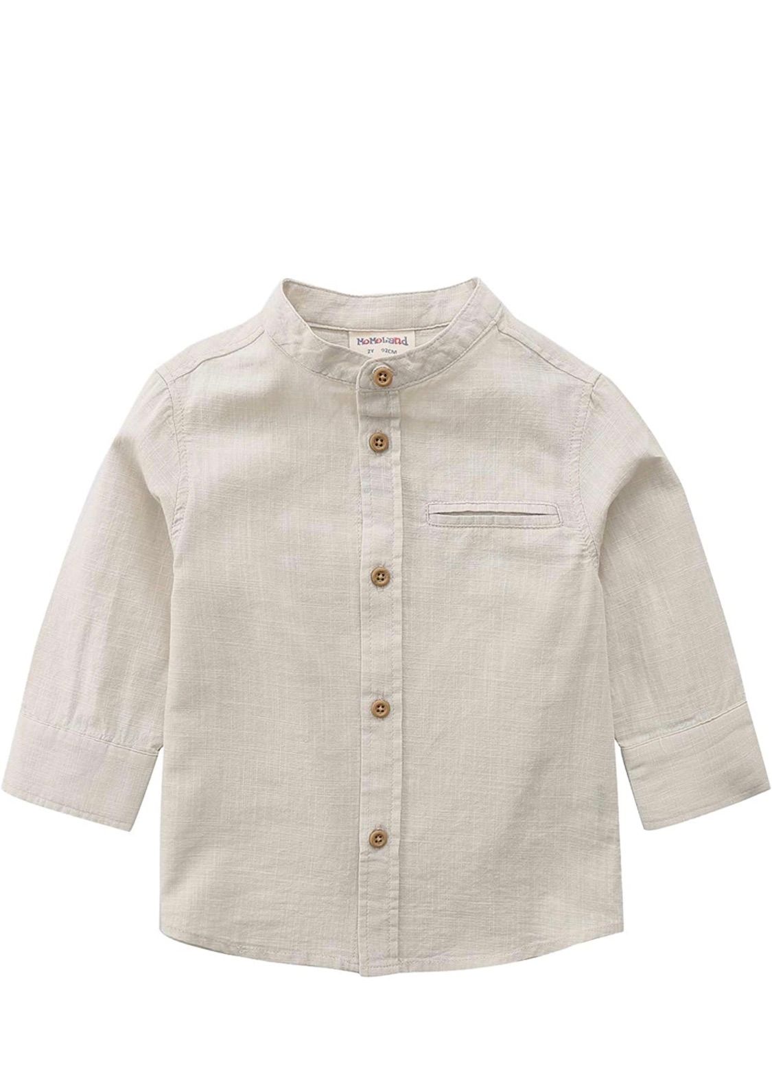 button down neutral shirt perfect for little boys for family photo sessions in Connecticut