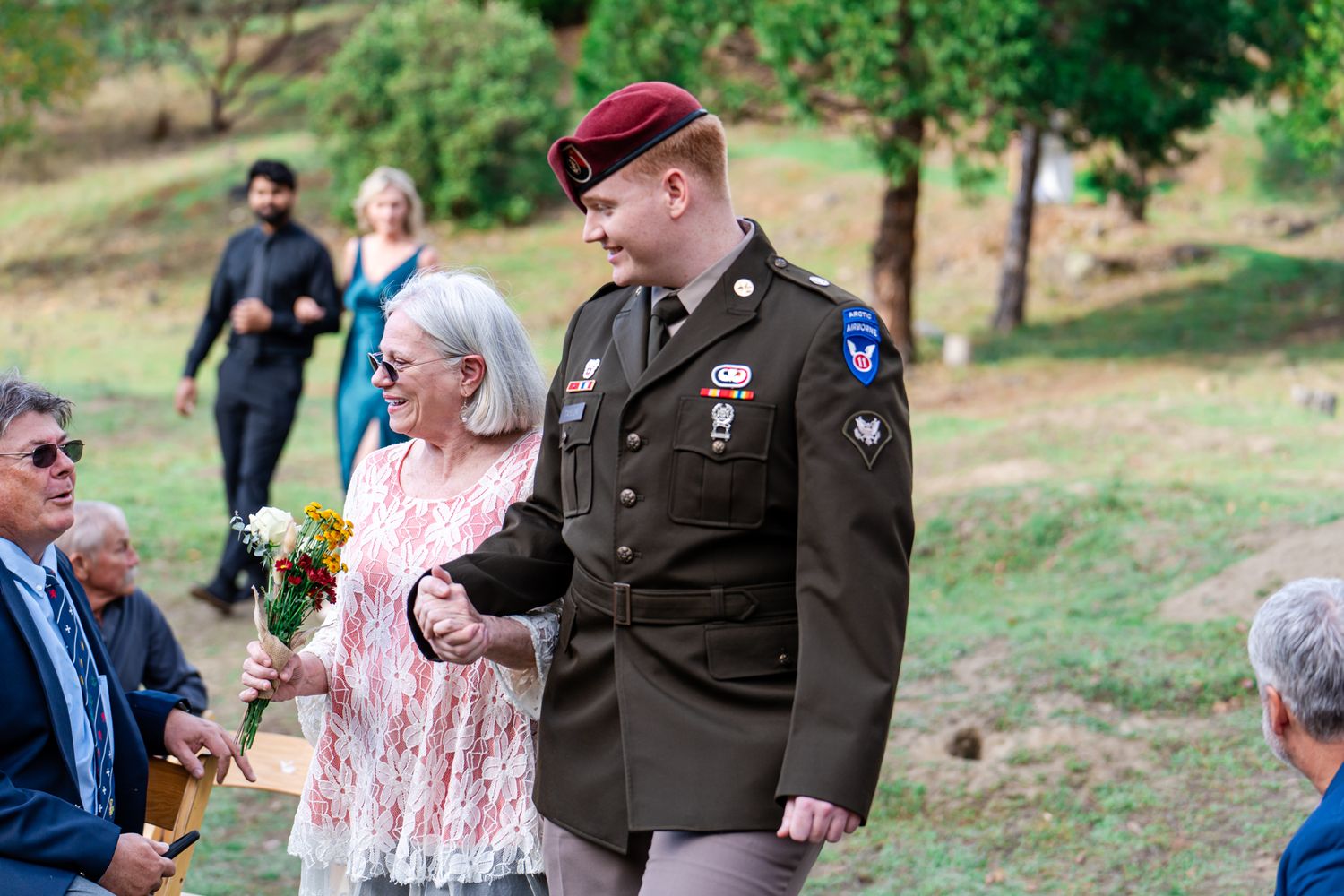 groom walks his grandmother