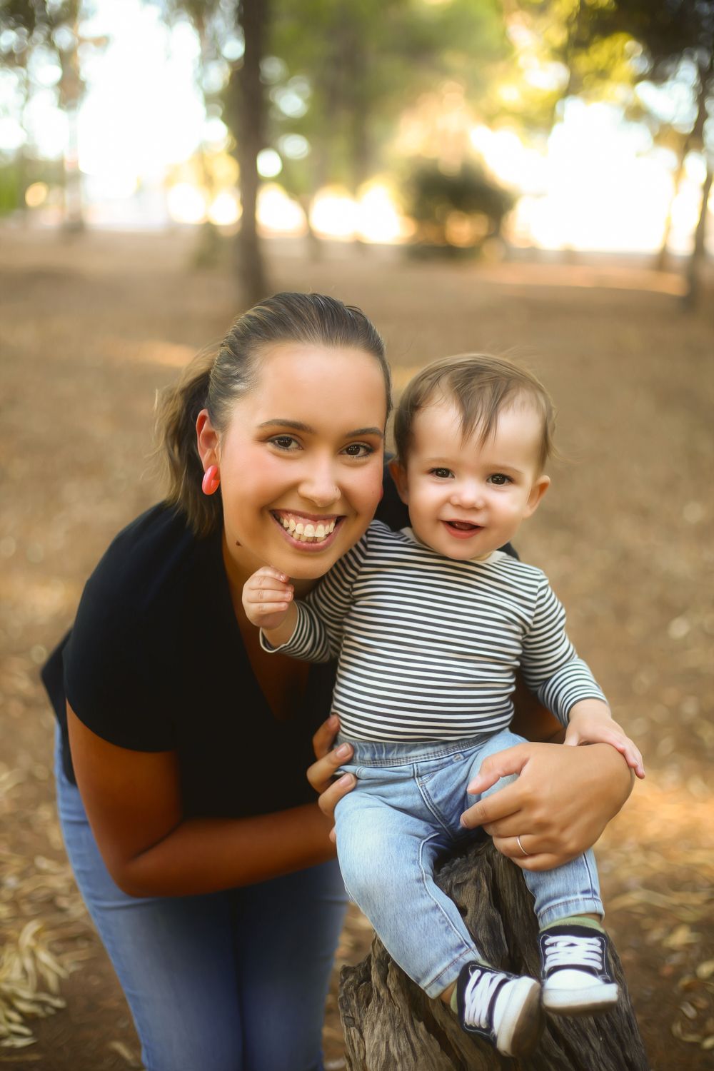 young son with photographer mother in a Kadina, SA park smiling together