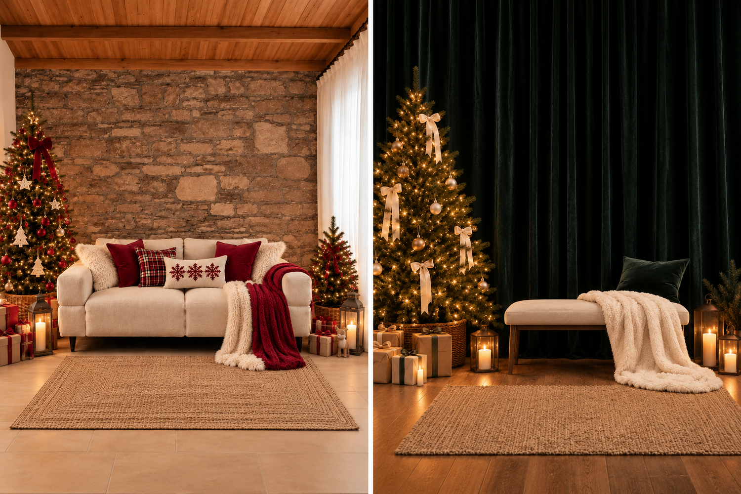 Les deux décors des mini-séances photo de Noël au studio de Nothalten
