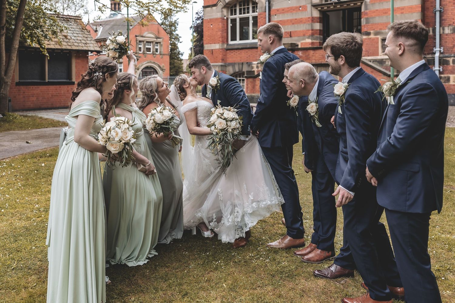 The Pumping House Ollerton bridal party fun photo