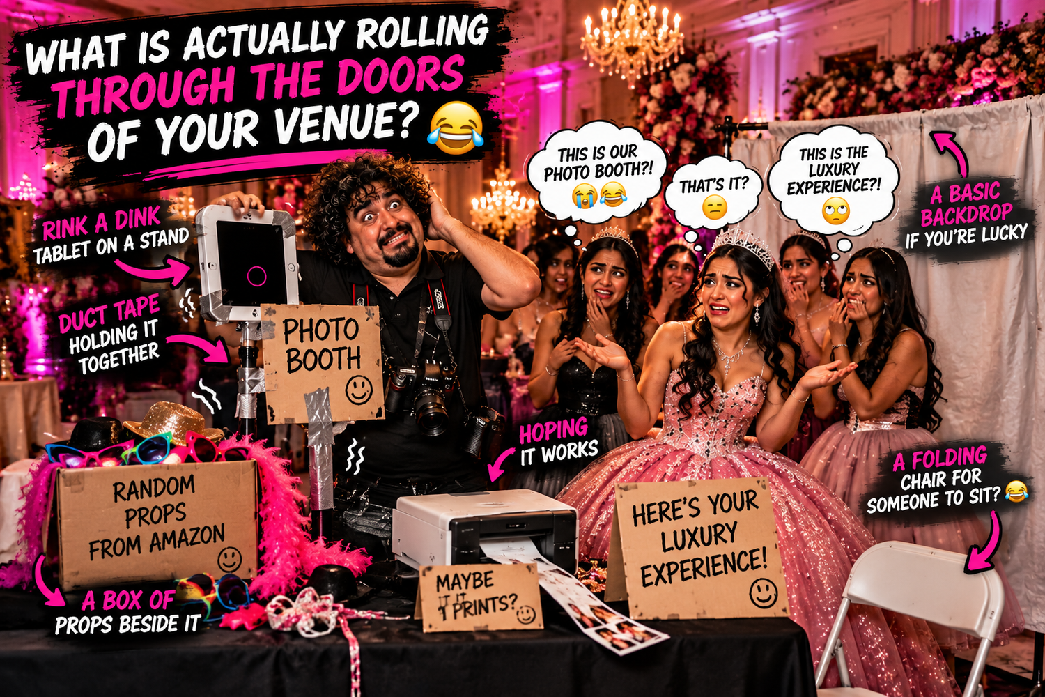 DFW quince photo booth rental with premium prints and interactive Mirror Booth for Dallas Fort Worth quinceaneras, weddings and events TX