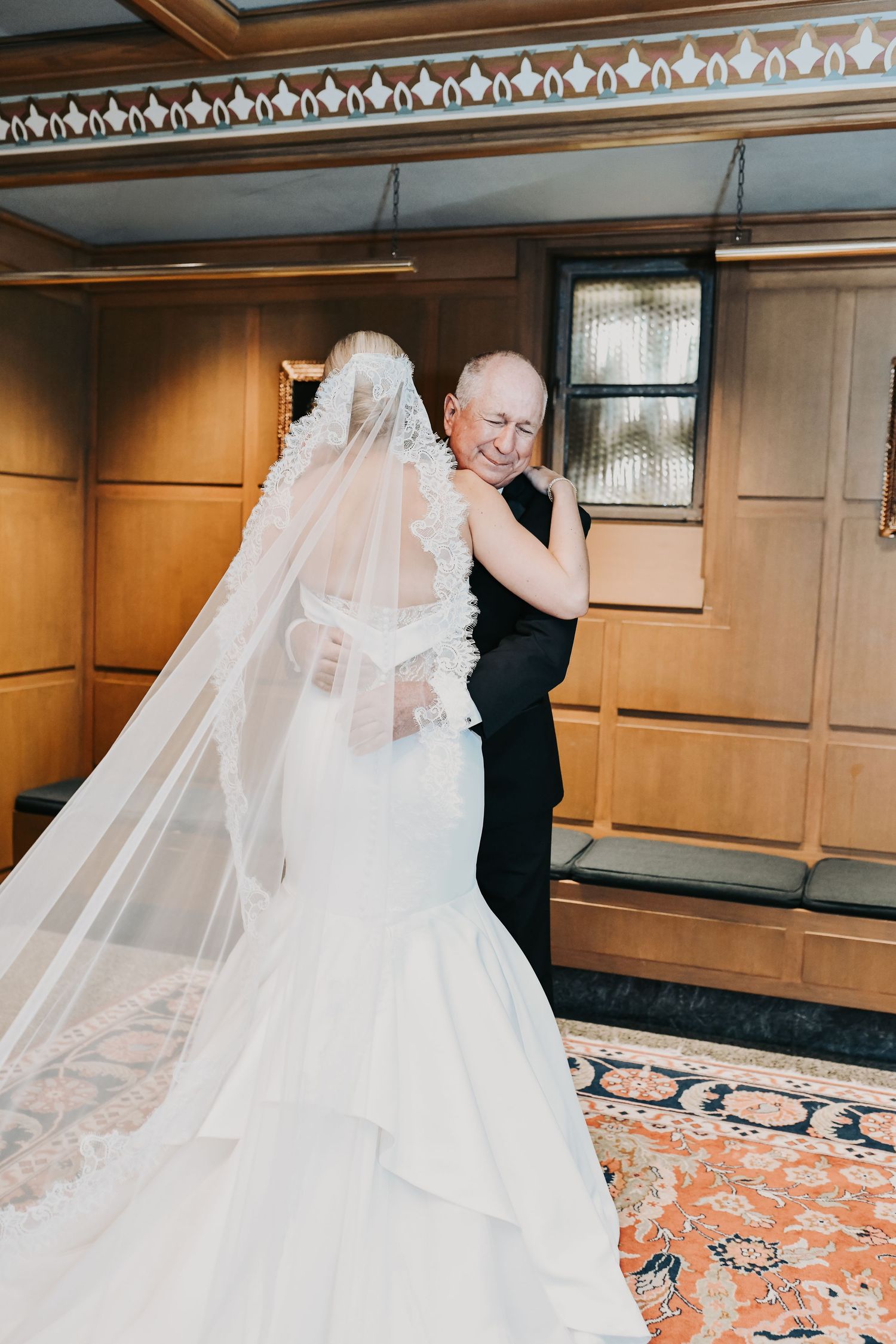 Father seeing his daughter as a bride for the first time